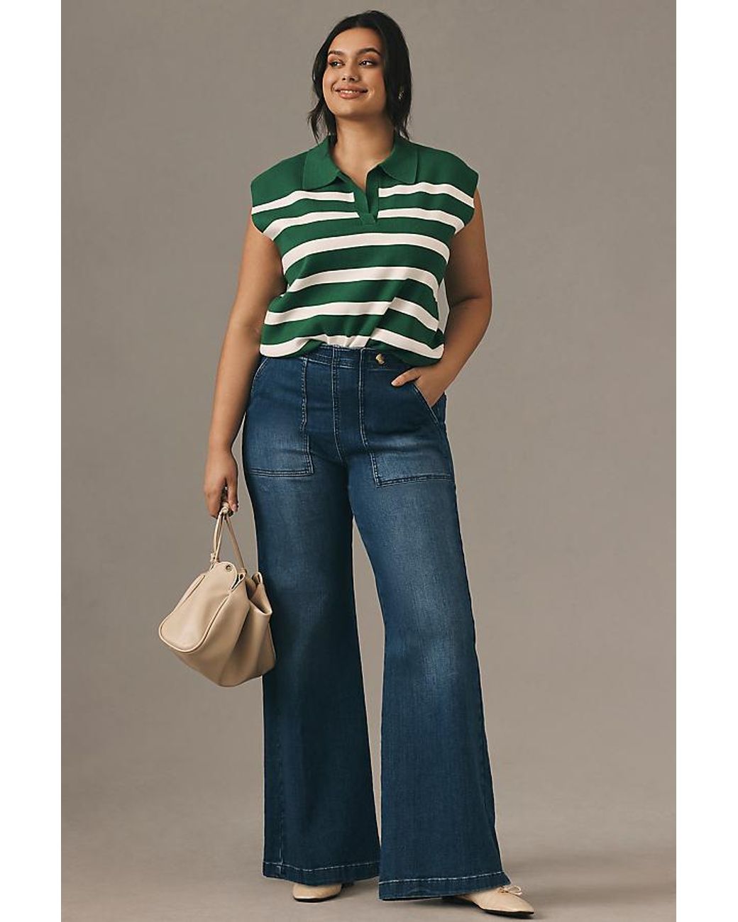 Pilcro Blue The Kit High-Rise Wide-Leg Utility Trouser Jeans By