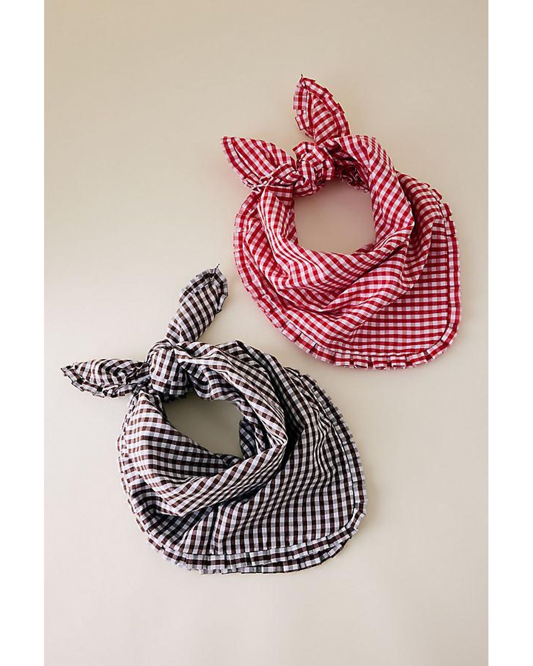 Anthropologie Brown Gingham Headscarf