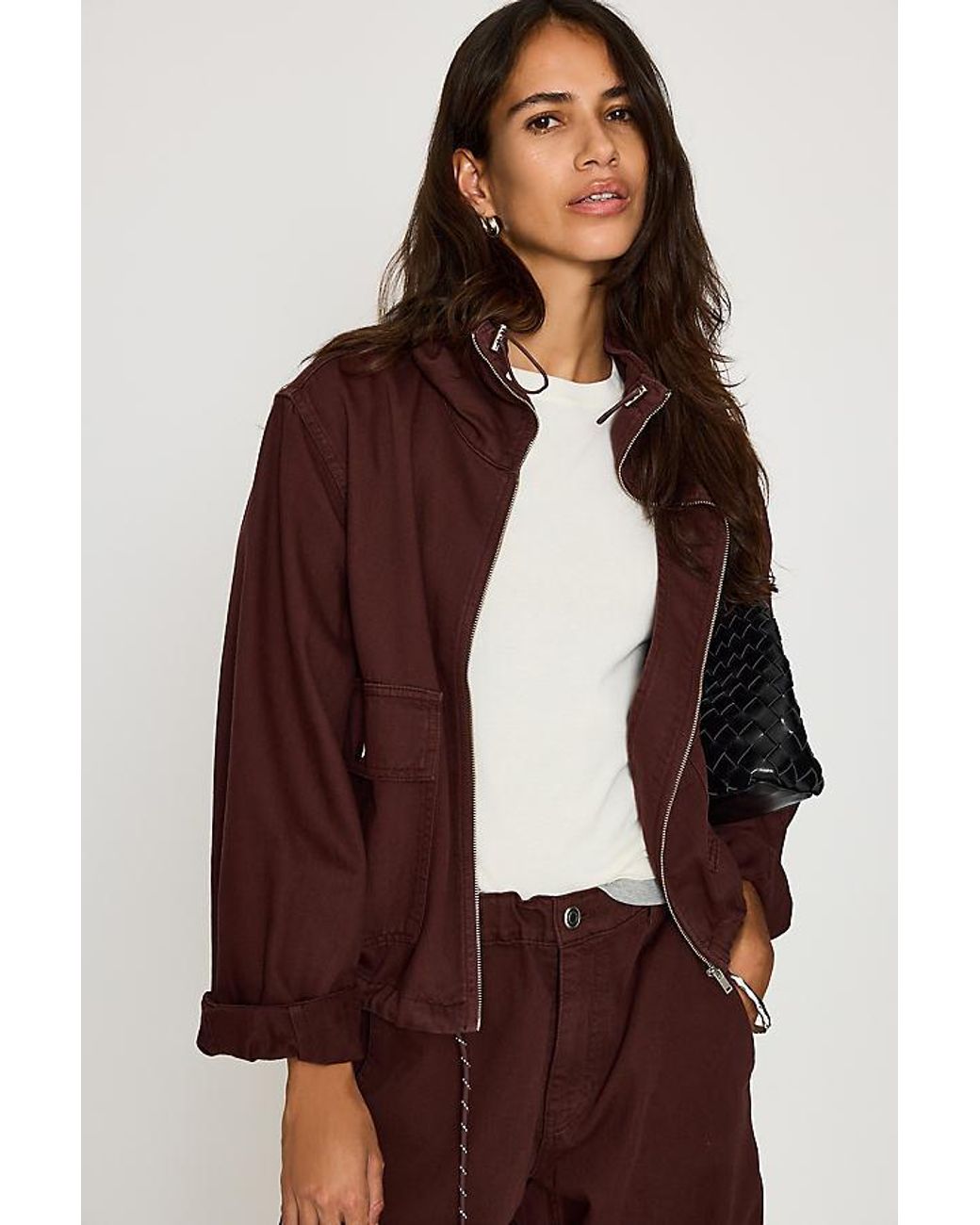 By Anthropologie Brown High-Neck Utility Jacket