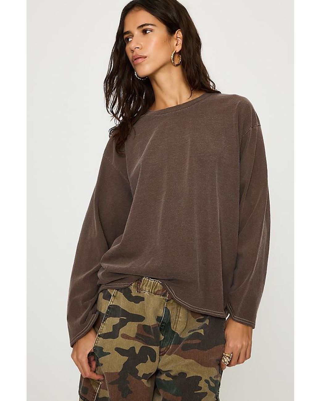 By Anthropologie Brown 100% Cotton Long-Sleeve Top