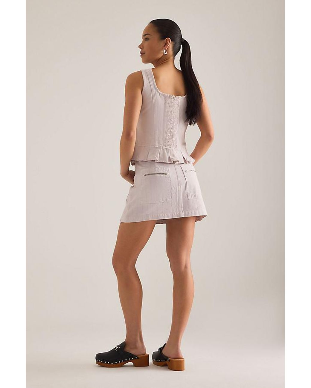 seventy + mochi Pink Naya Zip-Pocket Denim Mini Skirt