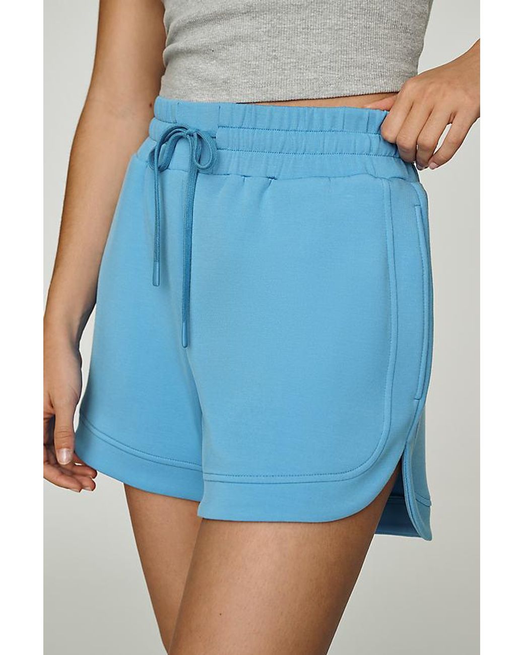 Varley Blue Ollie High-Rise Drawstring Shorts