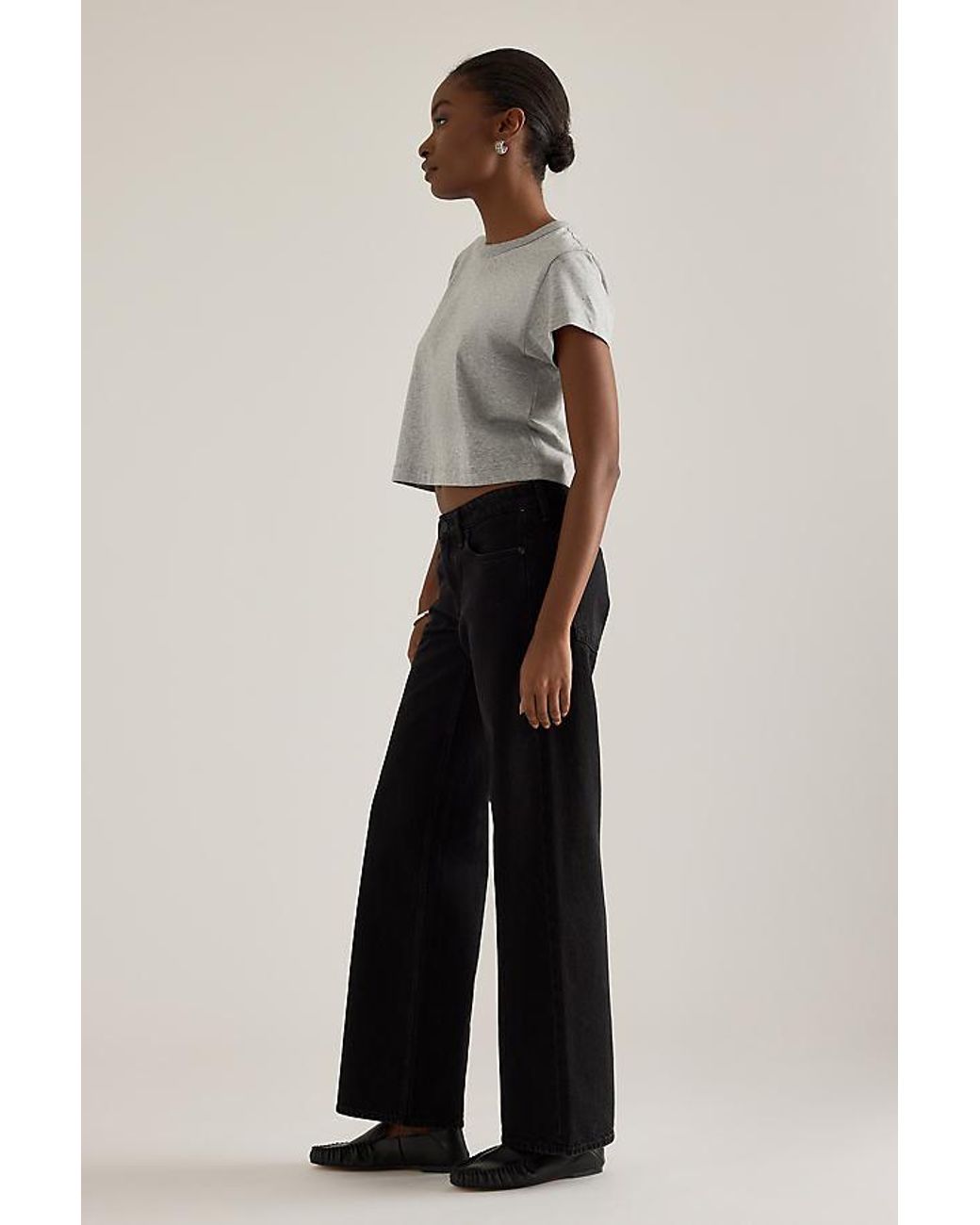 Rag & Bone Gray Kelly 100% Cotton Crop T-Shirt