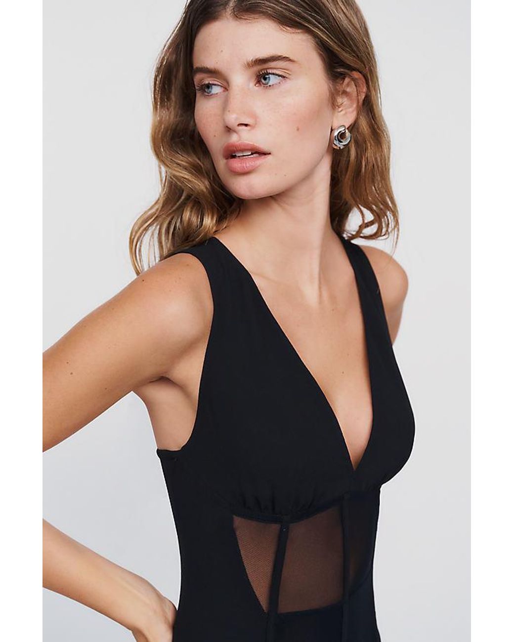 Siempre Black Knit Sheer Maxi Dress