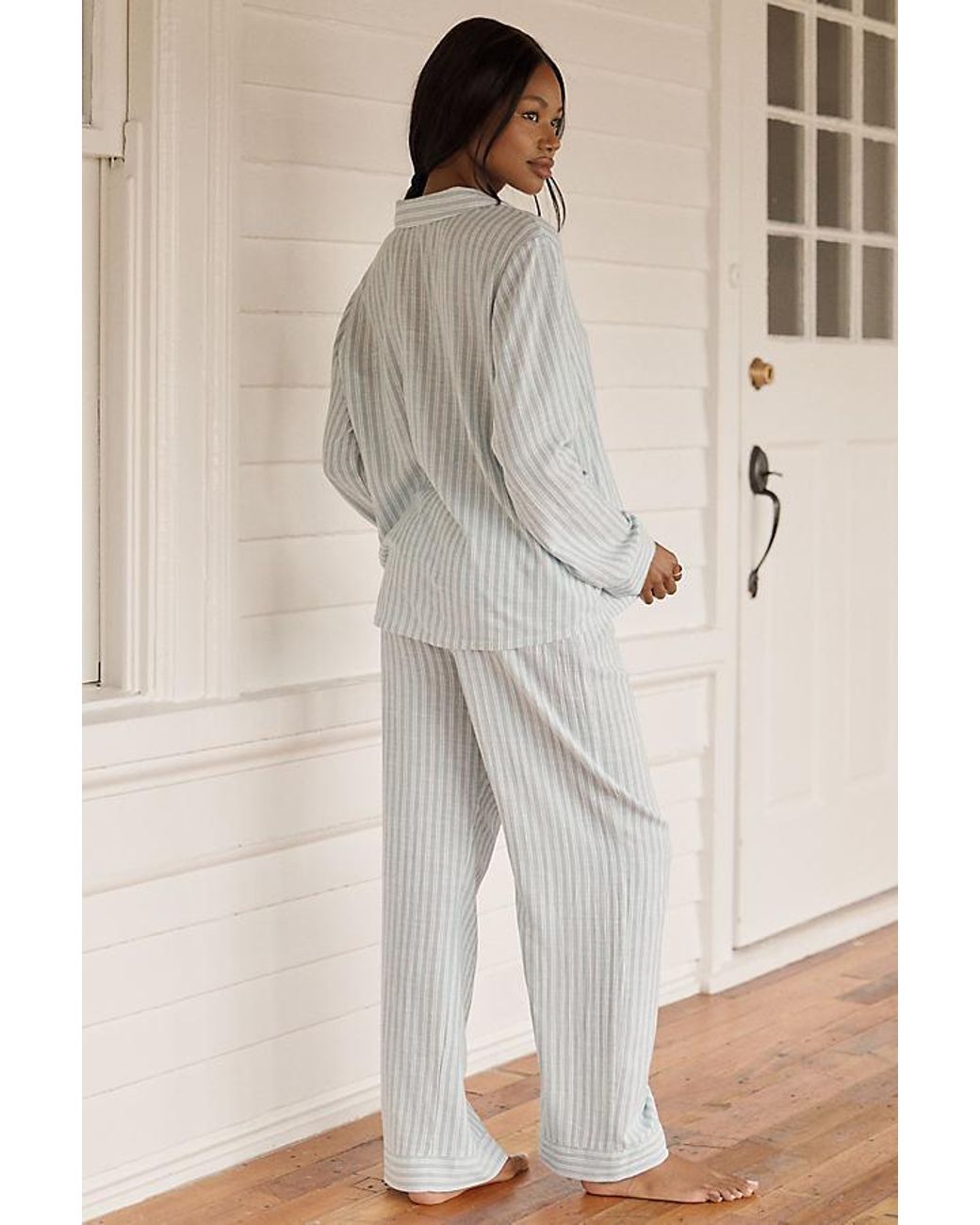 Eberjey Gray Nautico Long Pyjama Set
