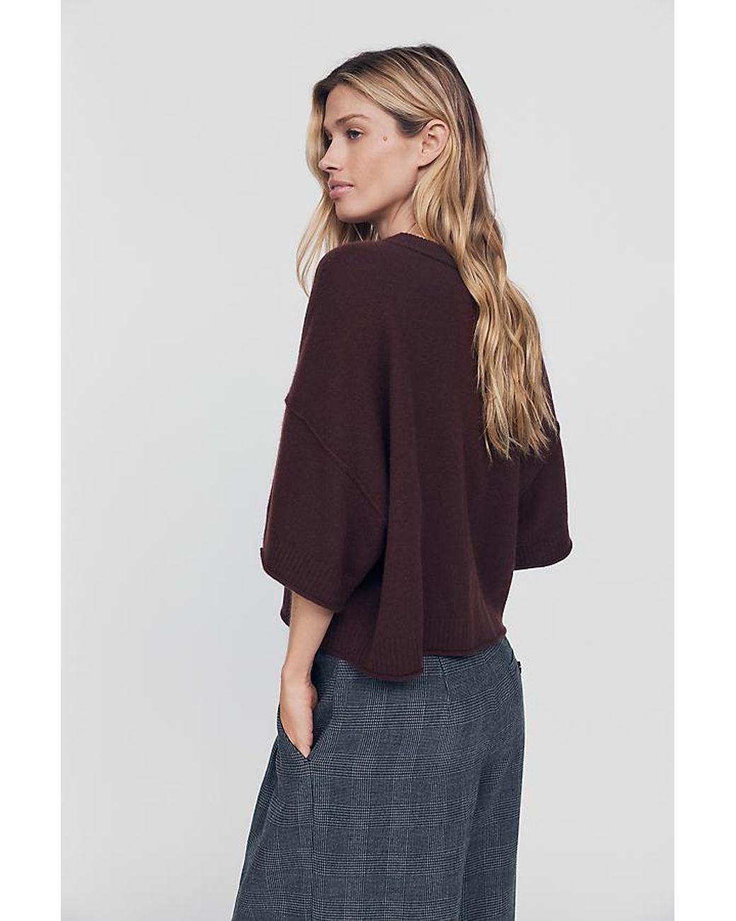 By Anthropologie Purple The Goldie Crew-Neck Cashmere Jumper: Cardigan Edition