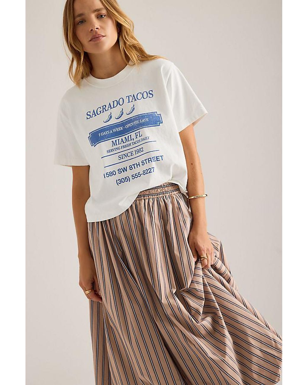 By Anthropologie Natural Bubble Hem Midi Skirt