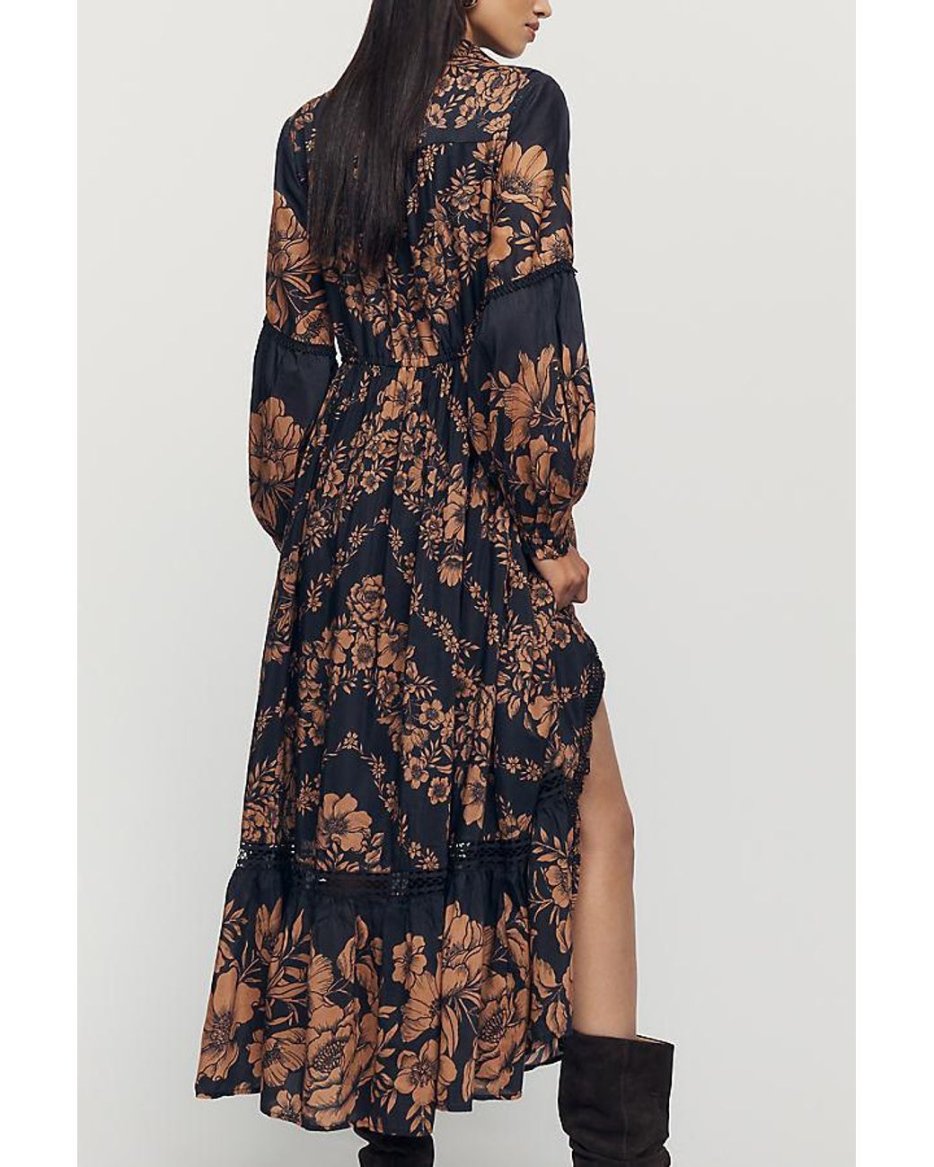 By Anthropologie Black Printed Buttondown Maxi Shirt Dress