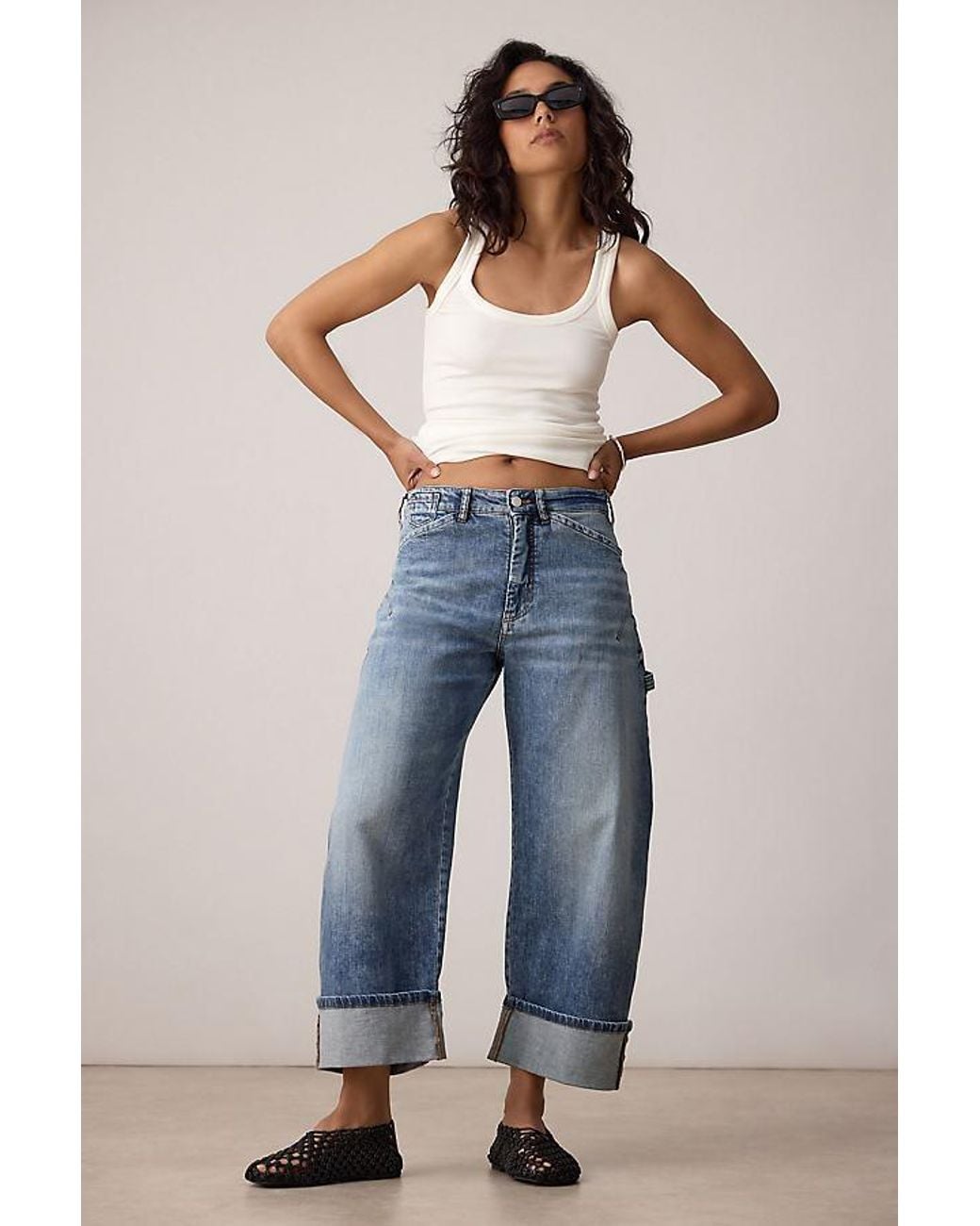 Pilcro Blue The Kayden High-Rise Barrel Jeans By