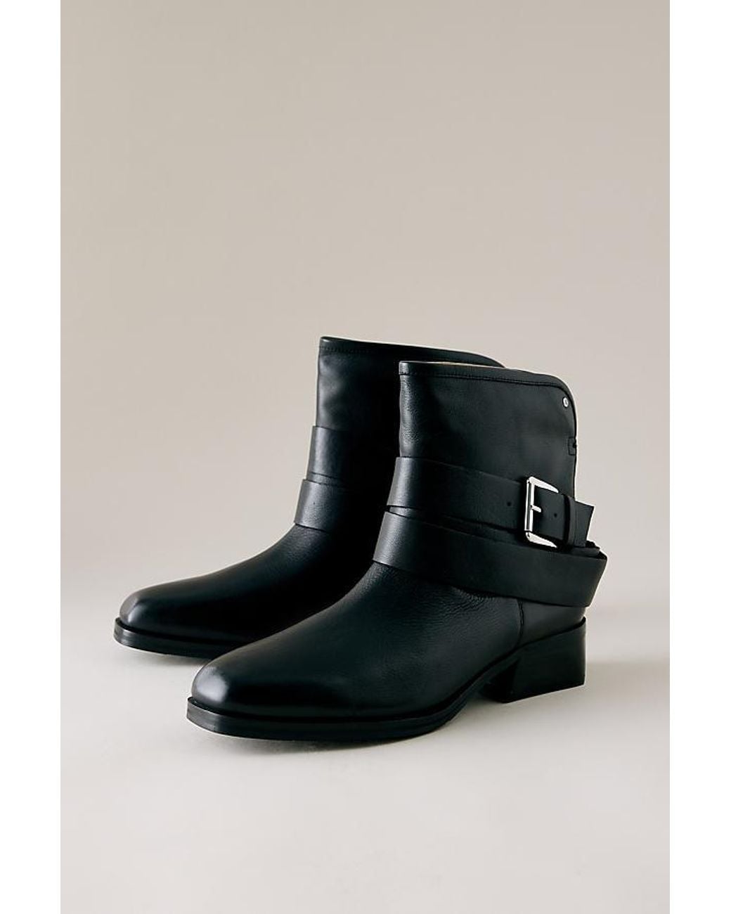 Bronx Black Brodey Buckle Leather Ankle Boots