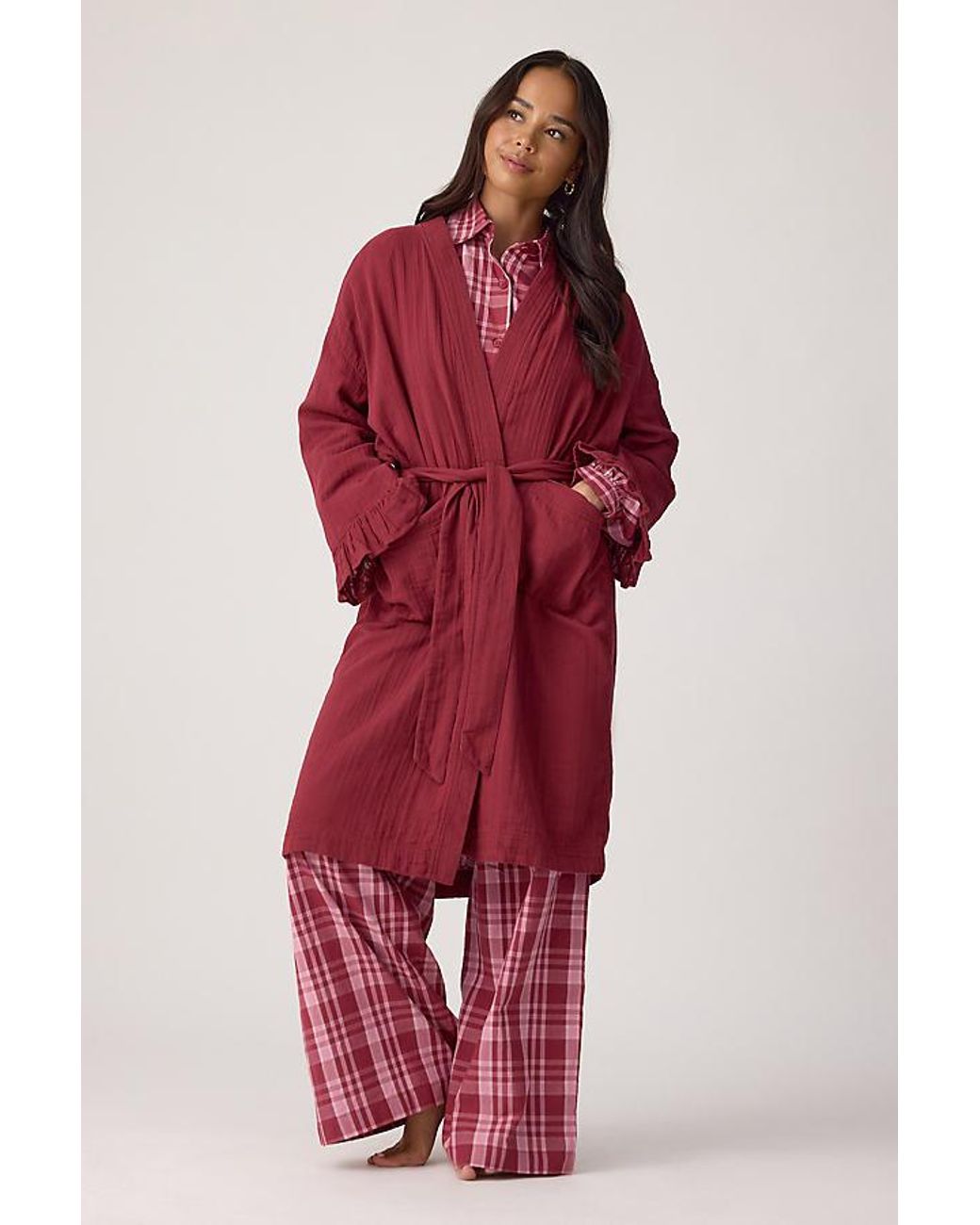 TBCo Red Cotton Ruffle Robe