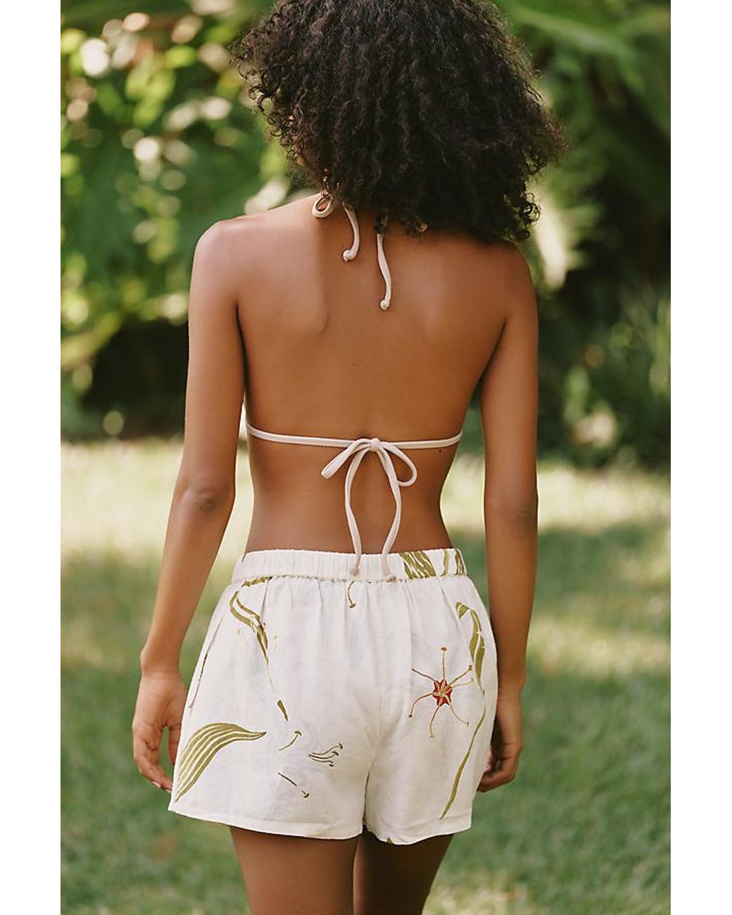 Celandine Green Linen-Blend Shorts