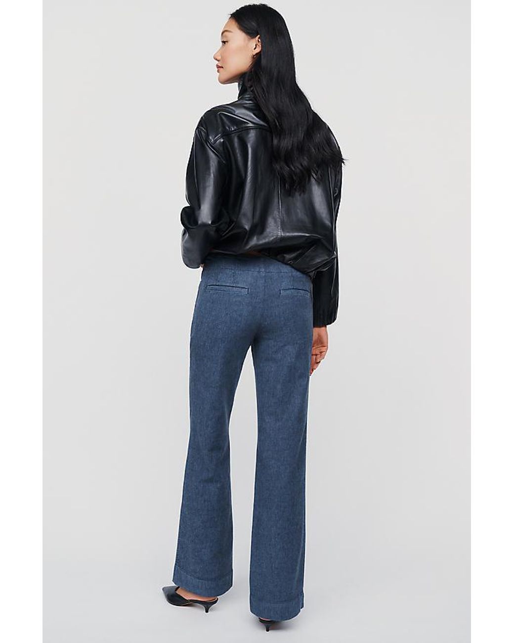 By Anthropologie Blue Low-Rise Straight-Leg Utility Trousers