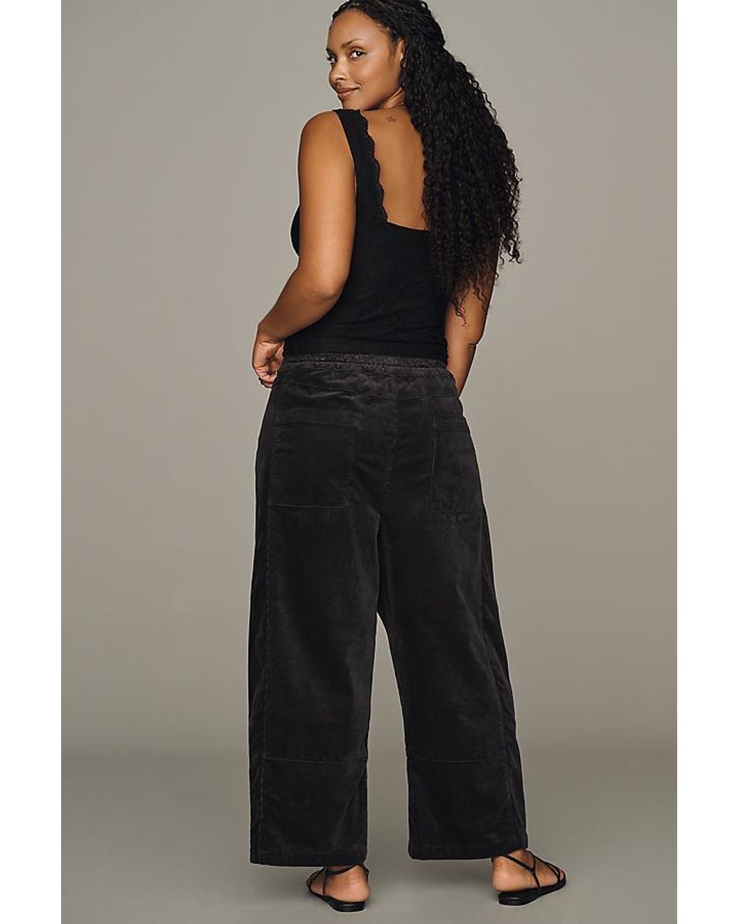 Pilcro Blue The Izzie Relaxed Pull-On Barrel Trousers By Corduroy Edition