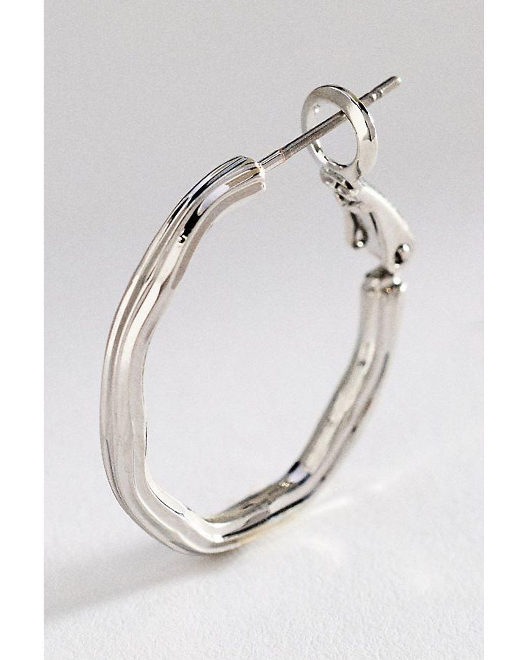 Anthropologie White Ribbed Hoop Earrings