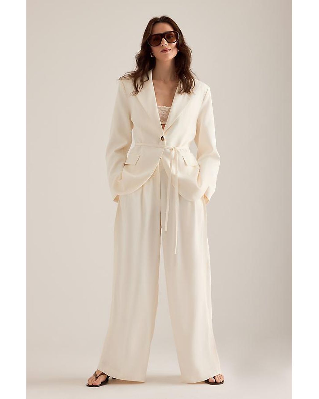 SELECTED Natural Ellie Wide-Leg Trousers