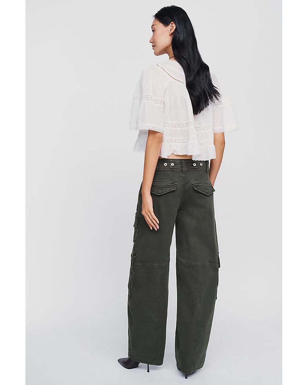 Pilcro Green Aero Wide-Leg Cargo Pants By