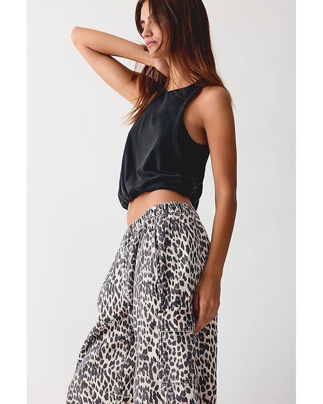 By Anthropologie Gray Frankie Barrel Leg Cargo Trousers