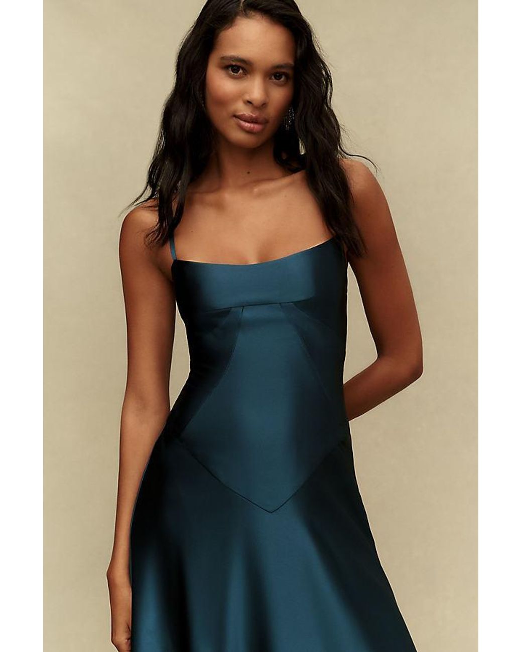 Mare Mare Blue Emmy Satin Corset Maxi Dress