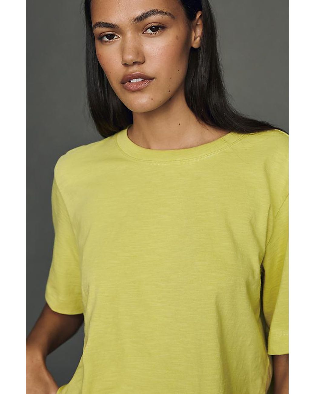 Maeve Yellow The Corey Short-Sleeve Boxy T-Shirt By