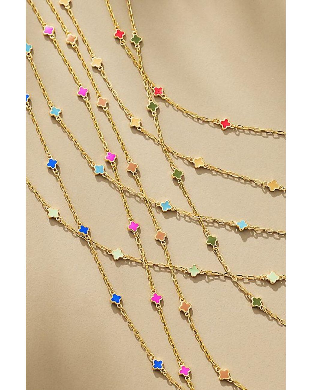 By Anthropologie Brown Tiny Clover Chain Necklace