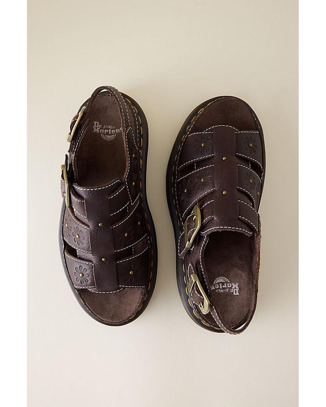 Dr. Martens Brown Wrenlie Flower Sandals