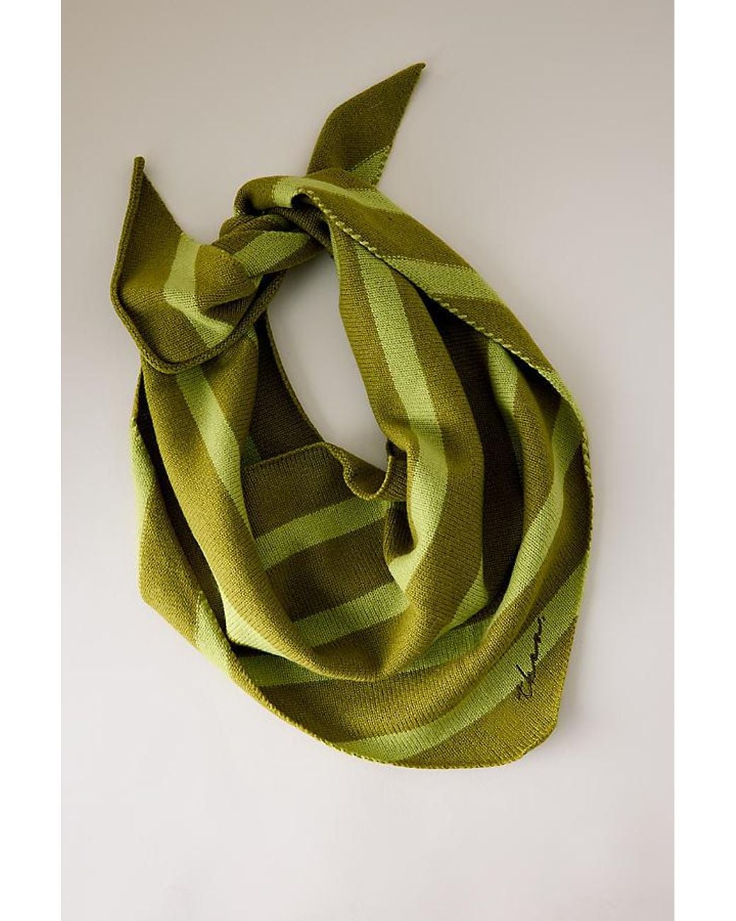TBCo Green 100% Wool Stripe Triangle Scarf