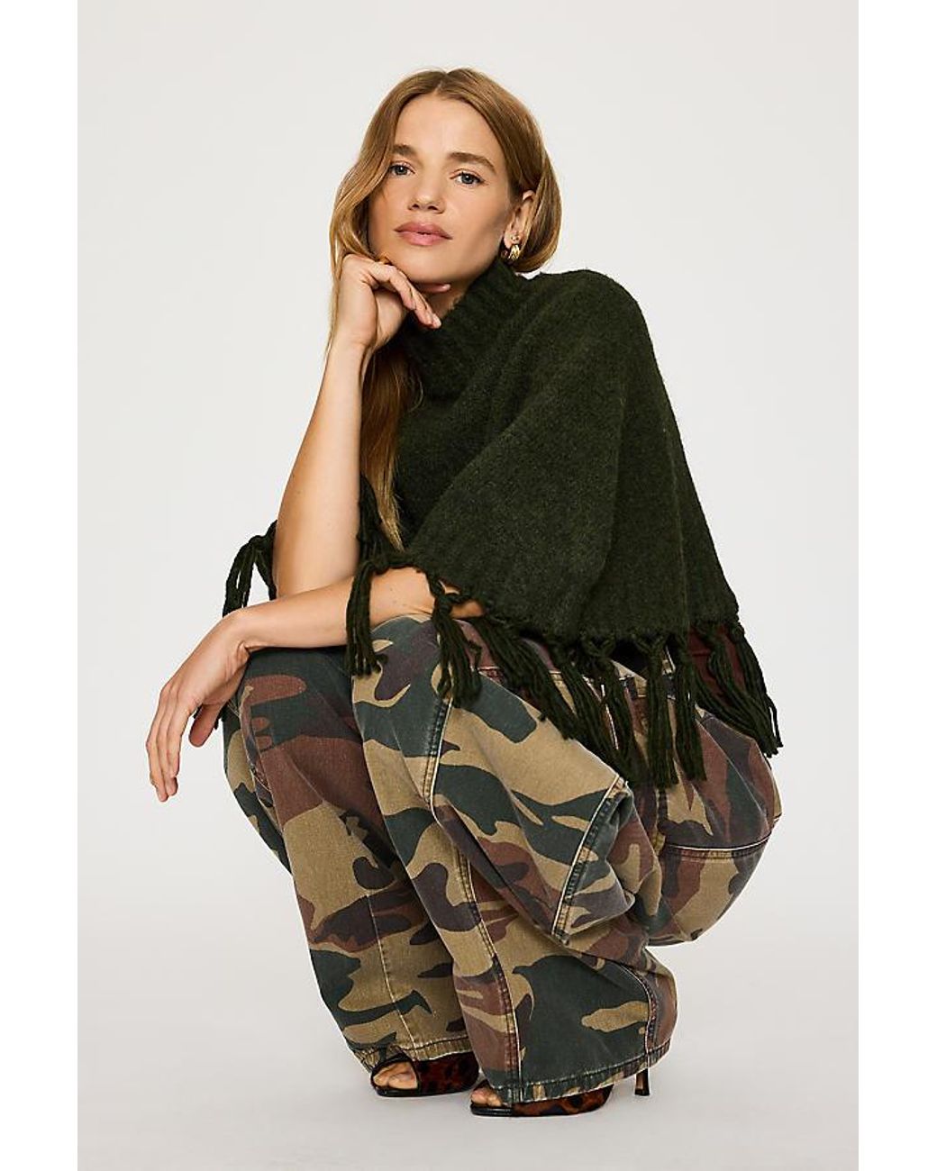 Mare Mare Blue Fringed Poncho