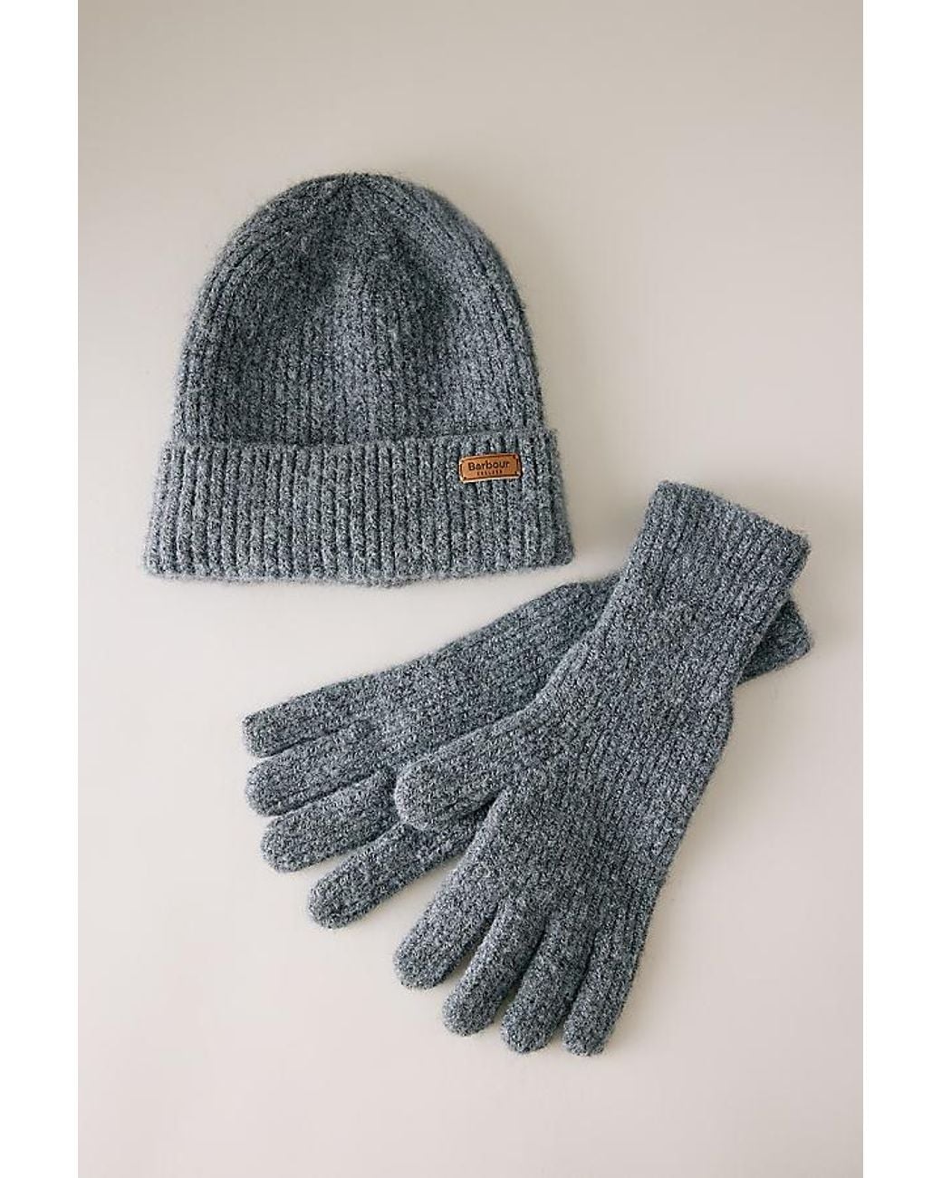 Barbour Gray Pendle Beanie & Gloves Gift Set