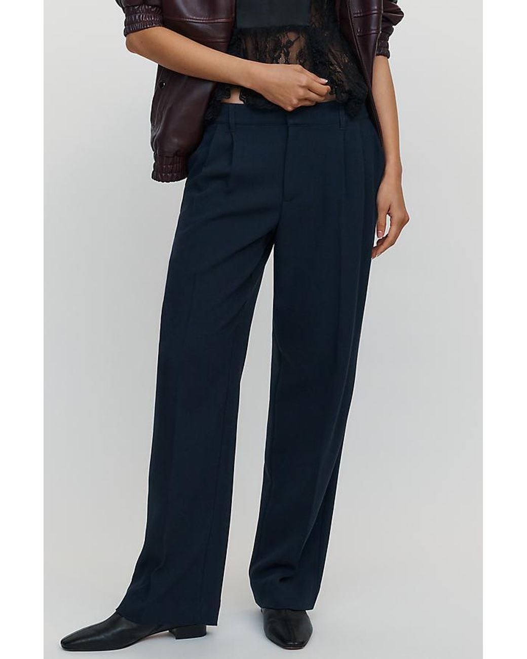 Maeve Blue Heddie High-Rise Pleated Trousers