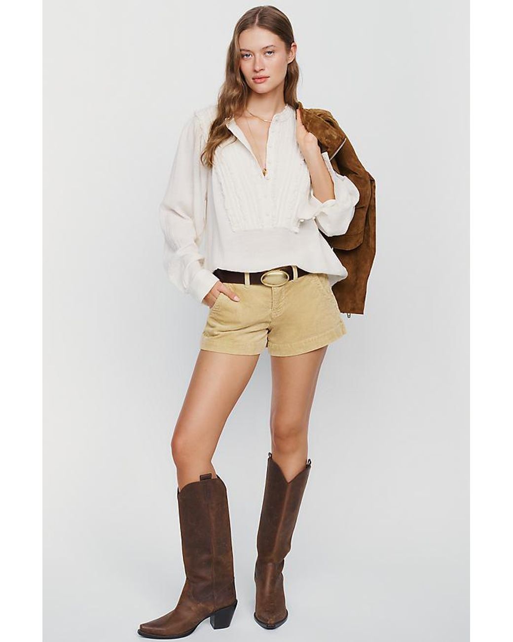 Pilcro Natural Hanna High-Rise Corduroy Shorts