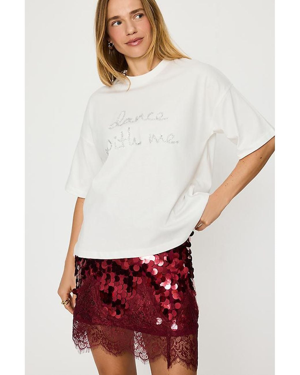Never Fully Dressed Red Sequin Maeva Mini Skirt
