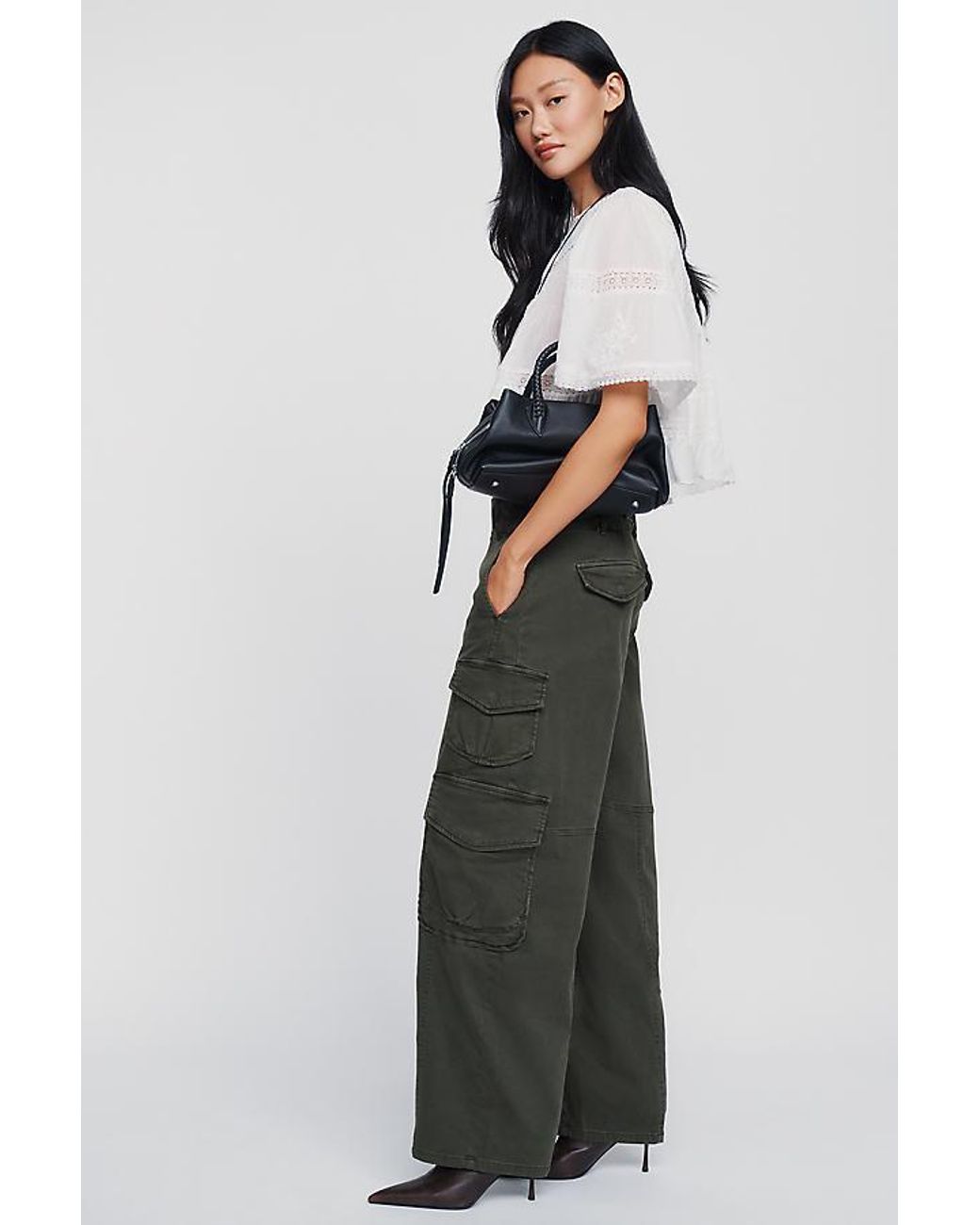 Pilcro Green Aero Wide-Leg Cargo Pants By