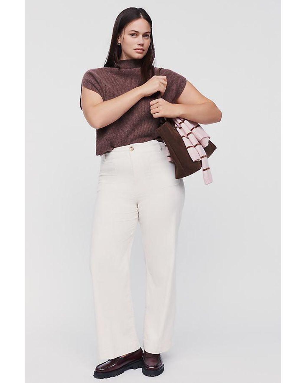 Maeve Gray The Colette Full-Length Wide-Leg Trousers By Corduroy Edition