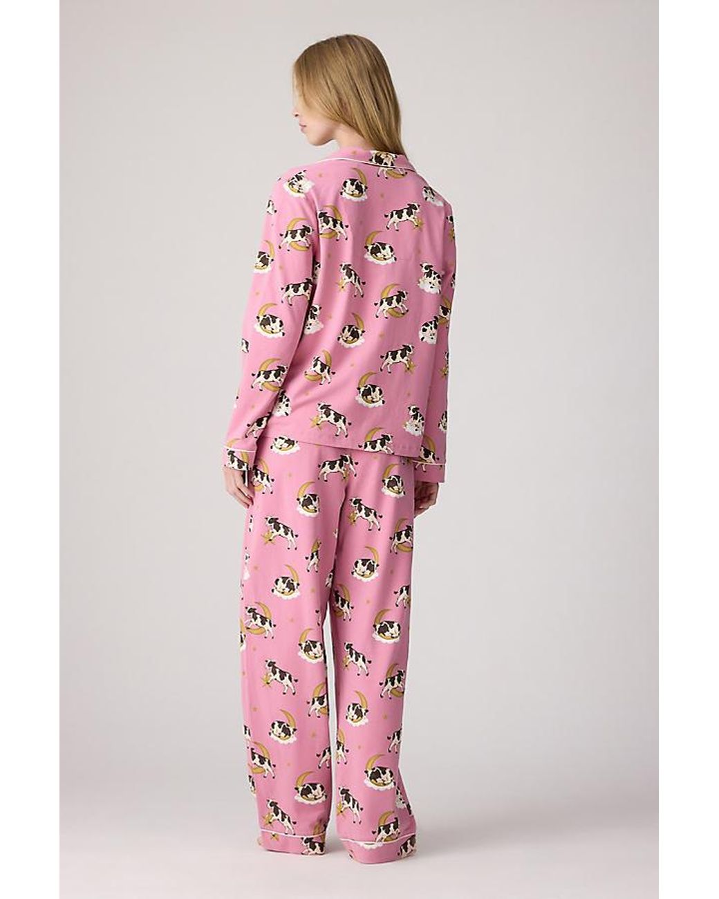 Chelsea Peers Pink Cosmic Cow Print Long Pyjama Set