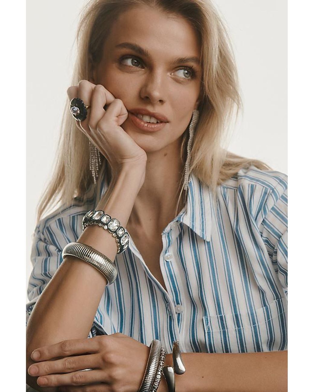 Maeve Gray Kate 100% Cotton Classic Buttondown Shirt