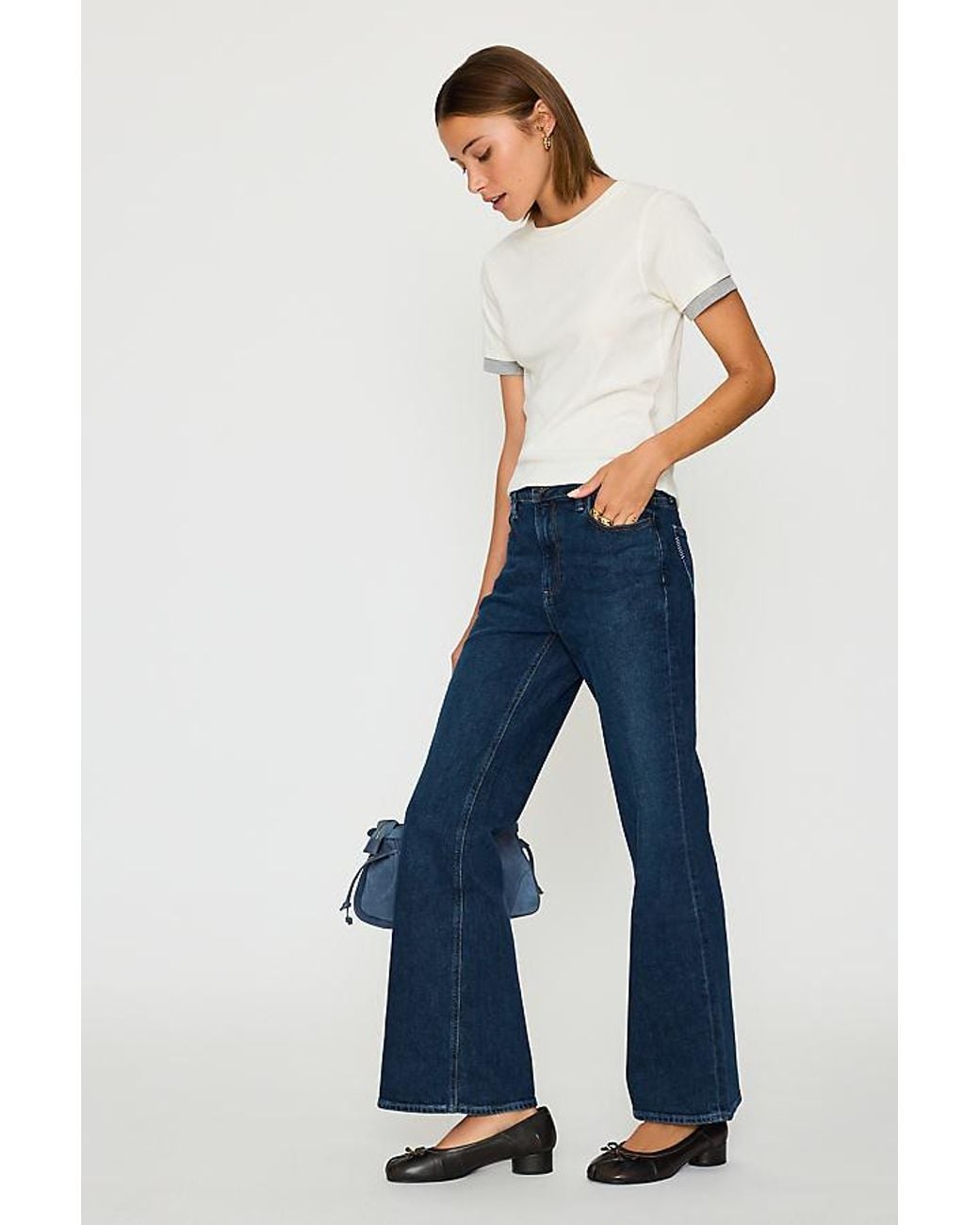 PAIGE Blue Sofia Mid-Rise Flare Jeans
