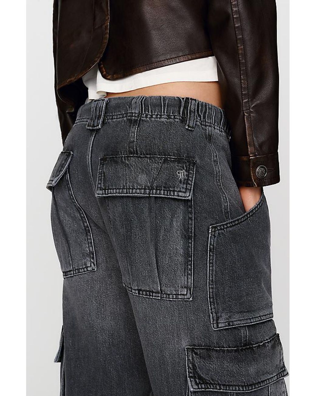 Pilcro Black Aleutian Peg High-Rise Taper Utility Jeans