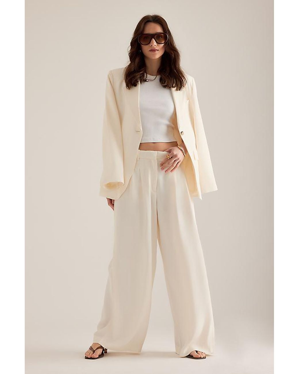 SELECTED Natural Ellie Wide-Leg Trousers