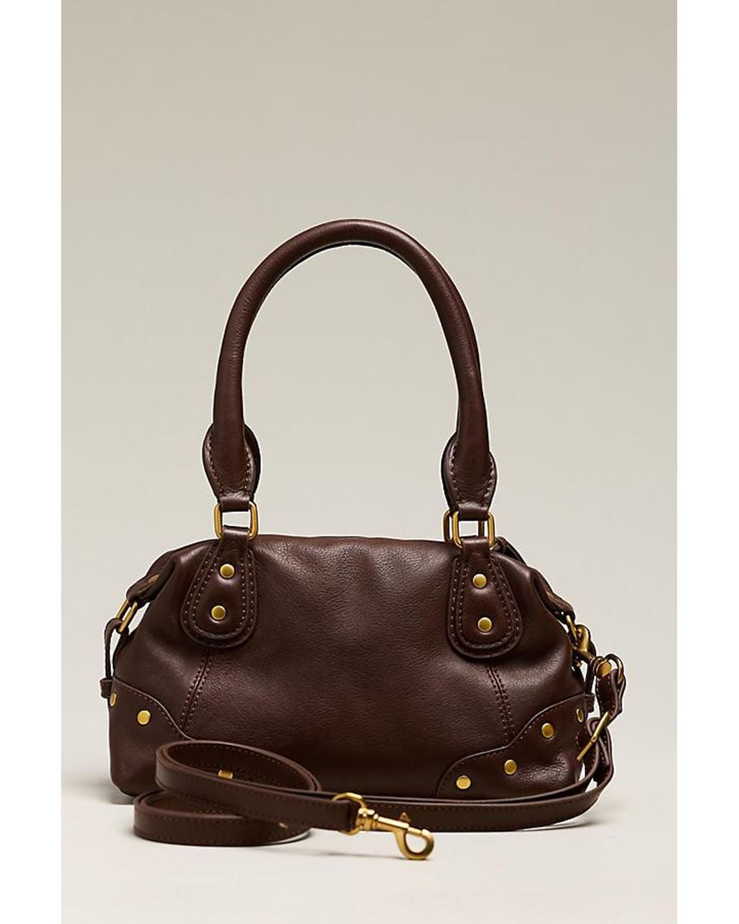 By Anthropologie Brown Arina Leather Mini Satchel Bag