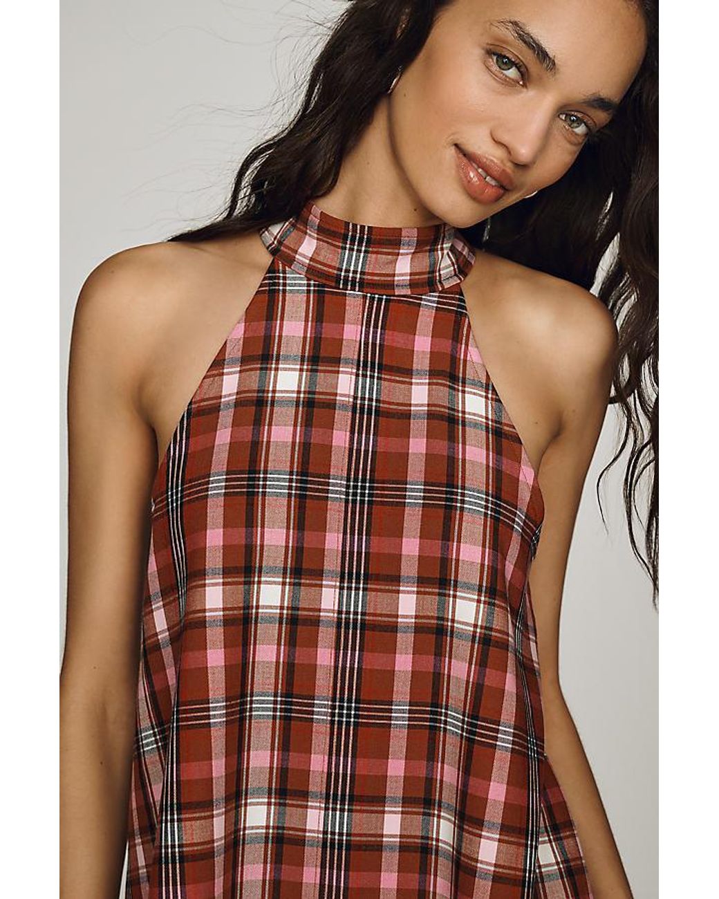 Maeve Red Keiko Halter Mini Dress