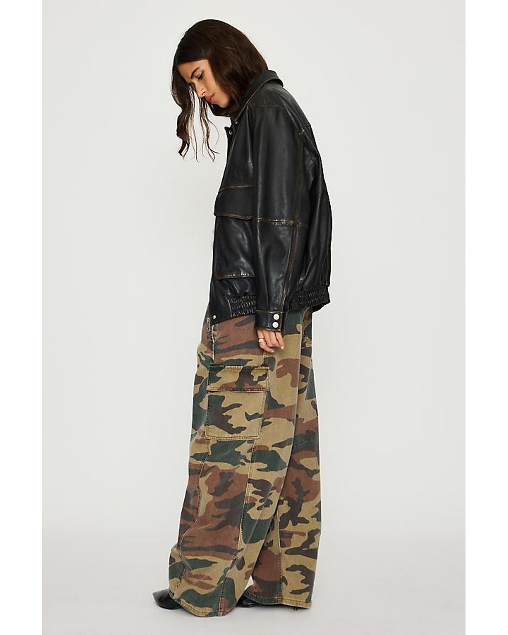 By Anthropologie Black Real Leather Bomber Jacket
