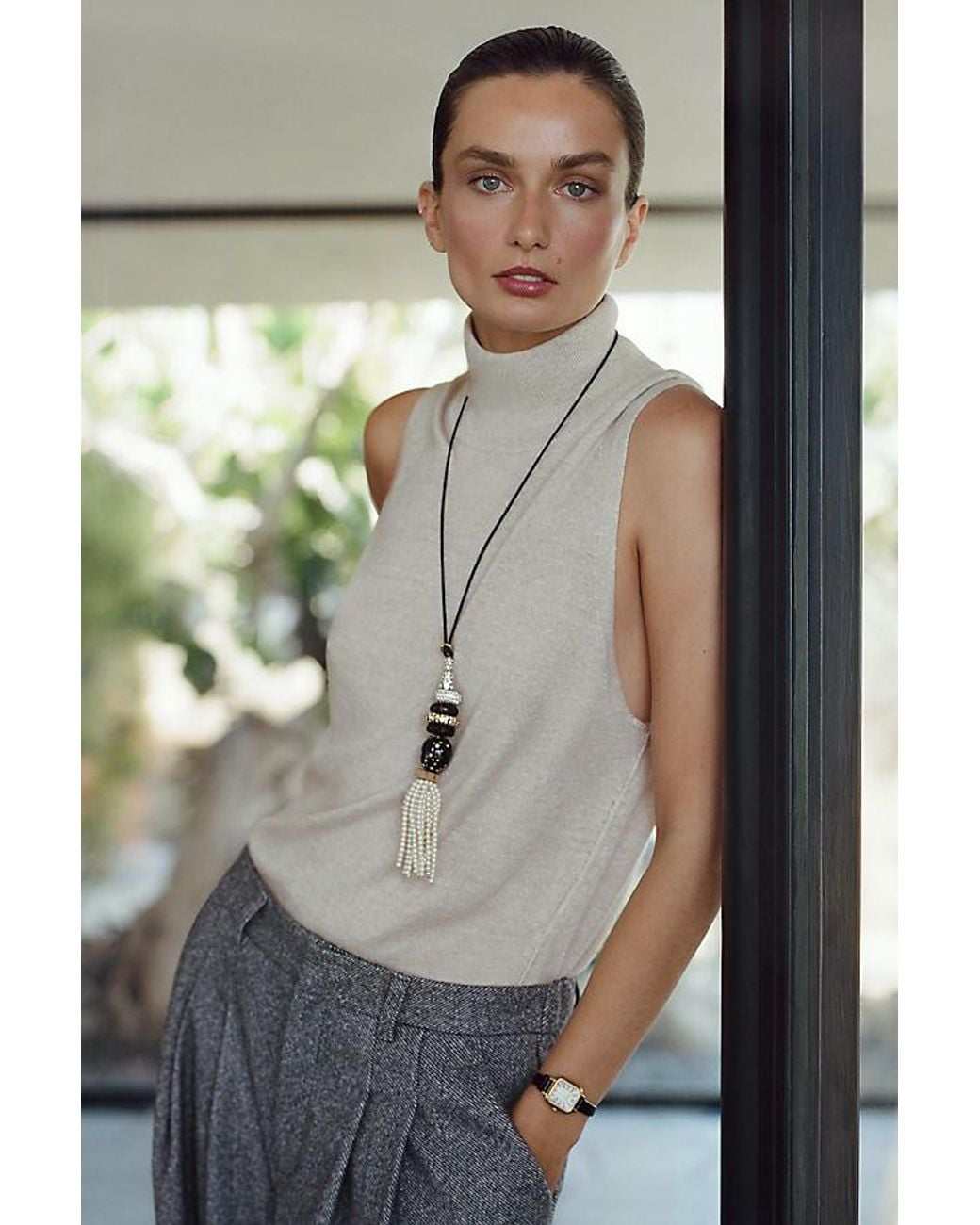 By Anthropologie Black Square-Face Watch