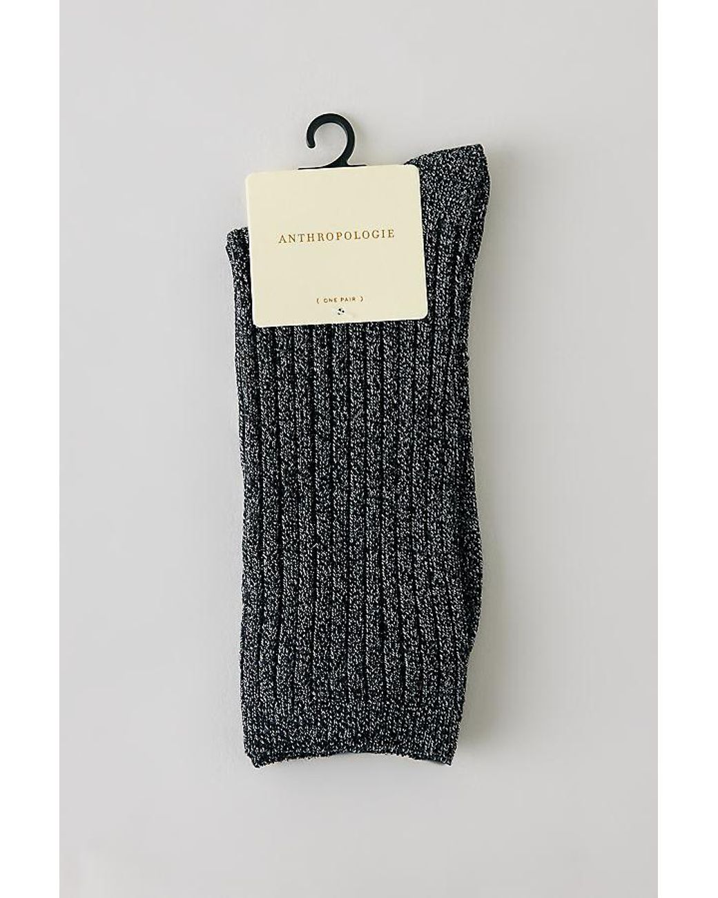 By Anthropologie Black Metallic Ribbed Trouser Socks