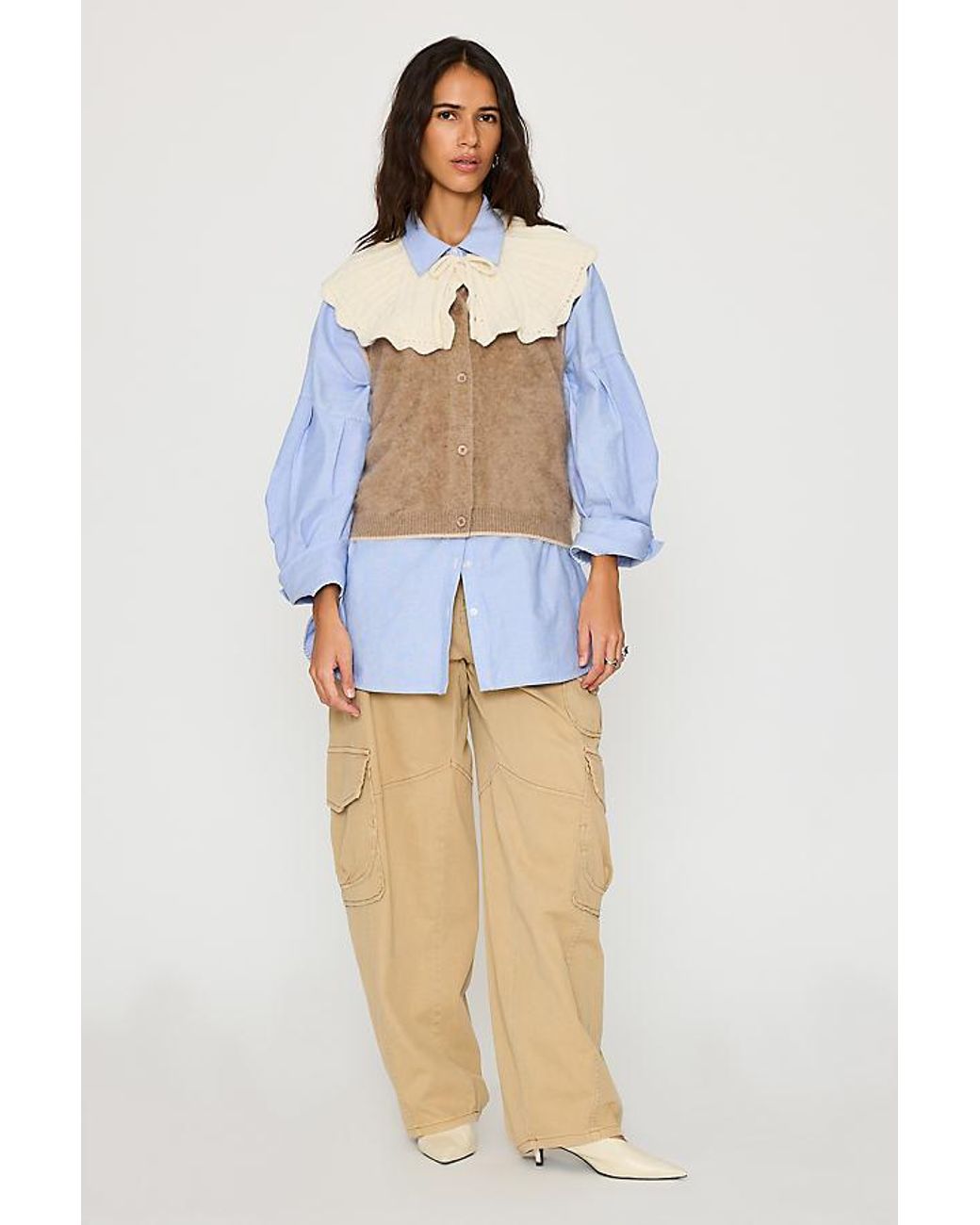By Anthropologie Blue Knit Collar
