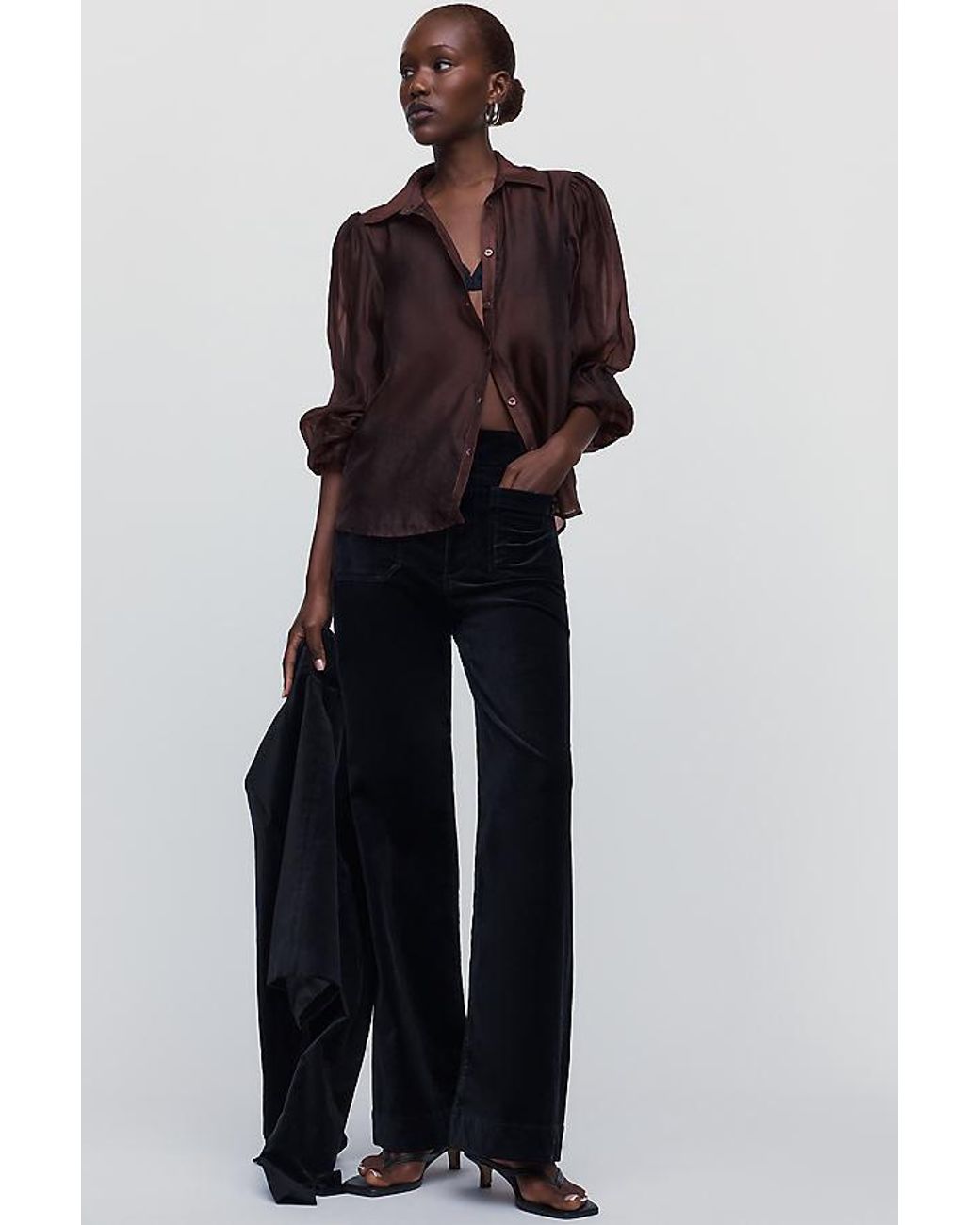 Maeve Blue The Colette Full-Length Velvet Trousers By