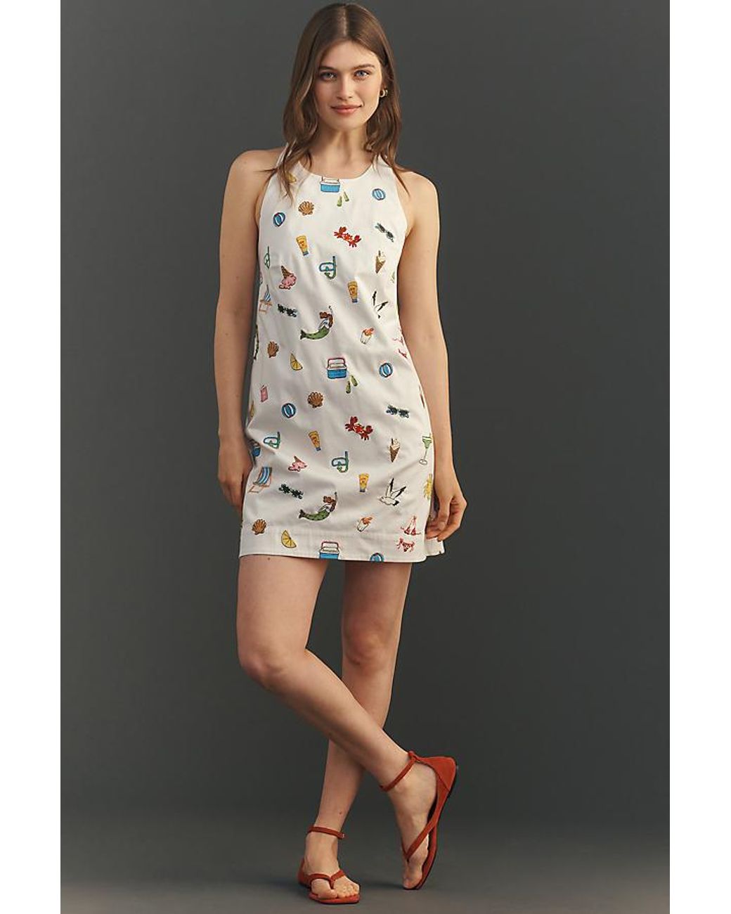 maeve sleeveless beaded shift mini dress in Grey Collection 21