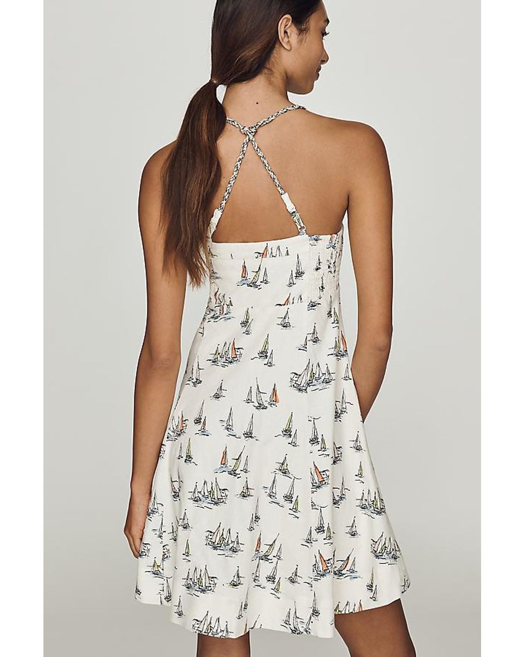 Maeve White Linen-Blend Mini Dress