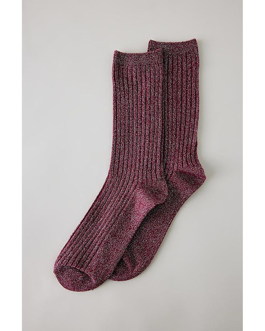 By Anthropologie Purple Metallic Ribbed Trouser Socks