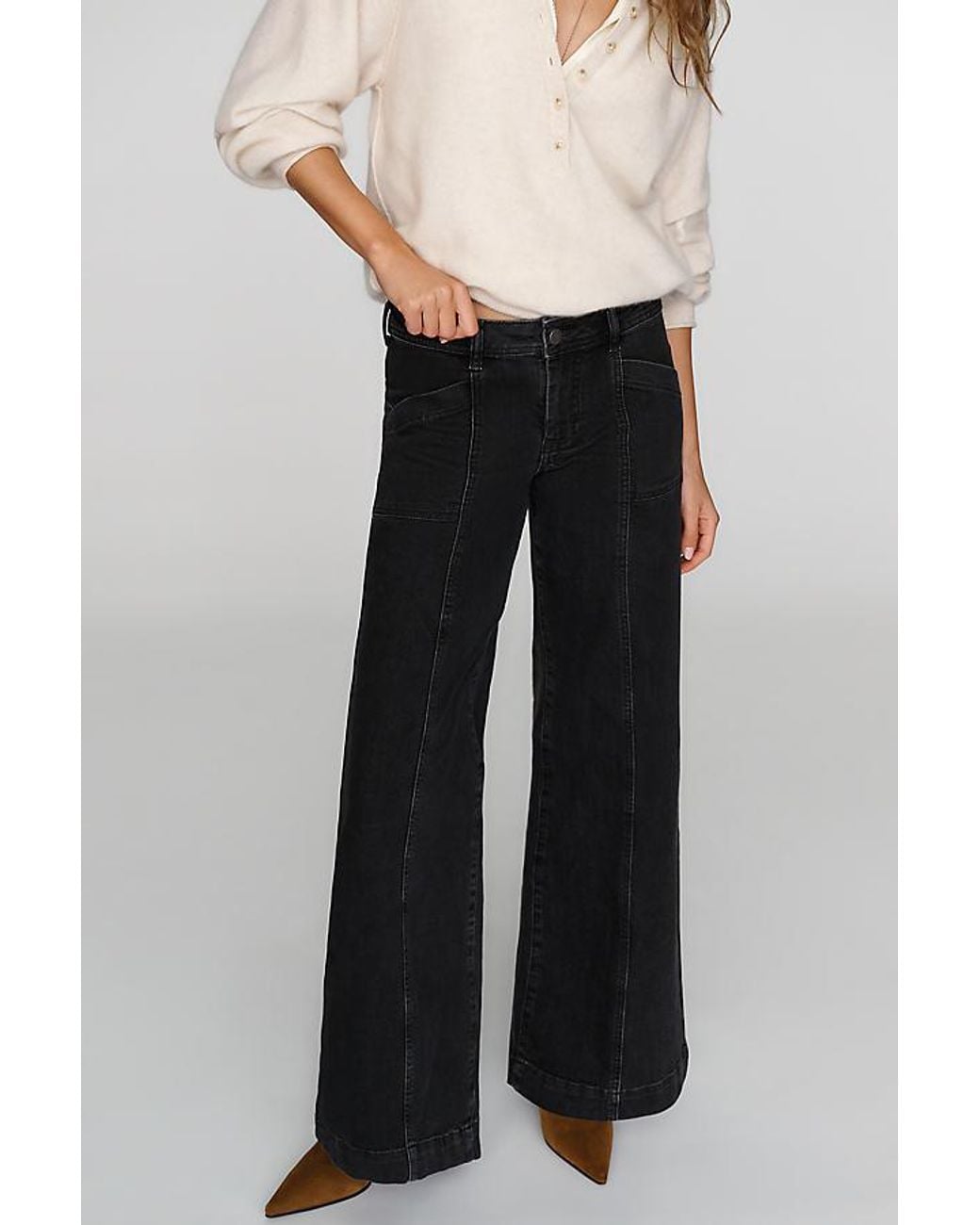 Pilcro White Nico Mid-Rise Flare Jeans
